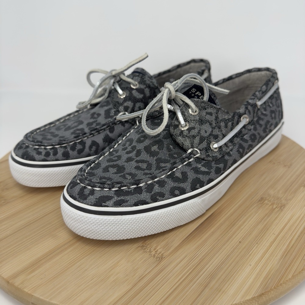 Sperry Top-Sider Shoes Womens Size 9.5 Gray Leopard Print Boat Shoe Flats - Picture 5 of 10